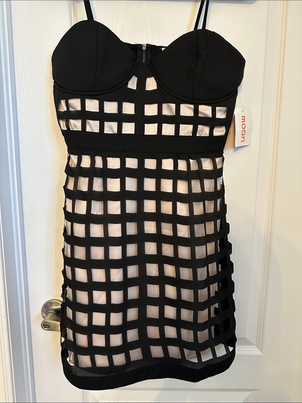 Moon black cage bodycon dress